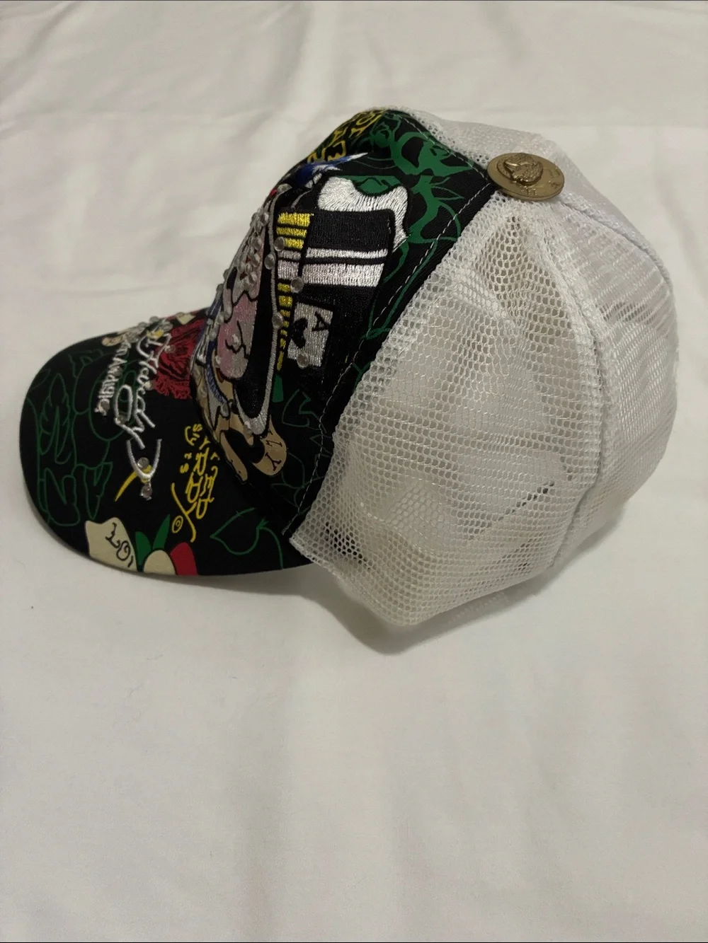 Don Ed Hardy Skull Dice Baseball Cap Trucker Hat Snapback Rhinestone Bling